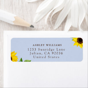 Blue Sunflower Themed Return Stickers
