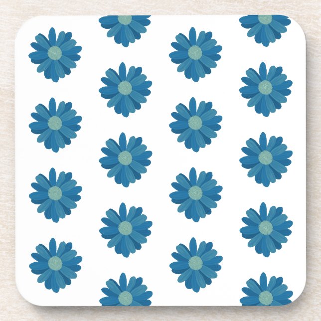 Blue Sunflowers Hard plastic coaster (Front)