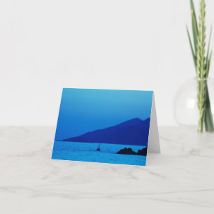 blue sunset and boat note card