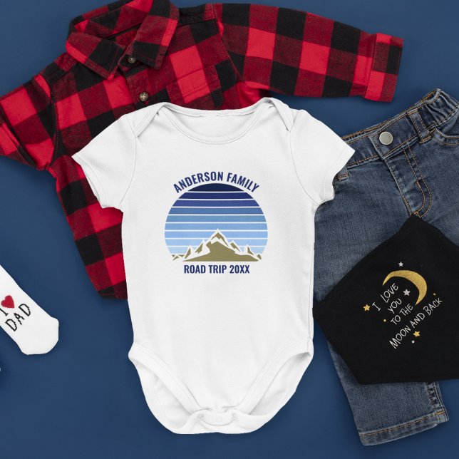 Blue Sunset Mountain Custom Family Reunion Trip Baby Bodysuit (Creator Uploaded)