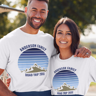 Blue Sunset Mountain Custom Family Reunion Trip T-Shirt