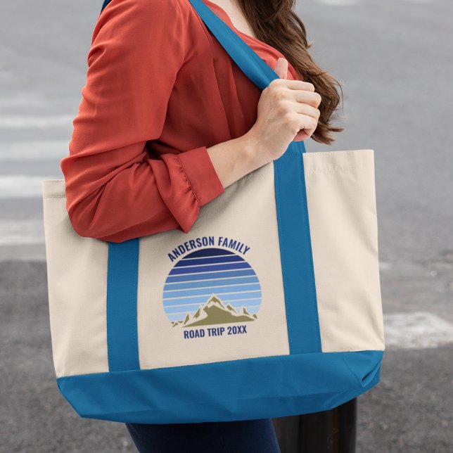 Blue Sunset Mountain Custom Family Reunion Trip Tote Bag (Creator Uploaded)