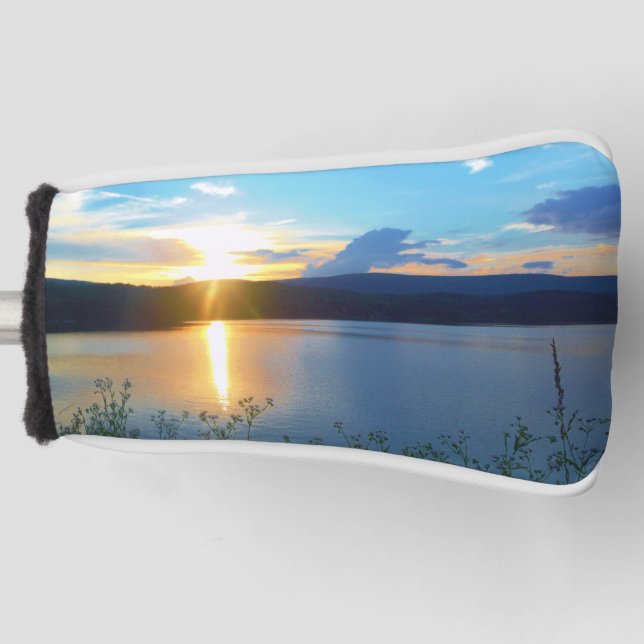 Blue sunset on lake golf head cover (Front)