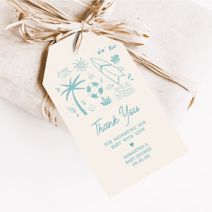 Blue Surf Baby on Board Baby Shower Favour Tags