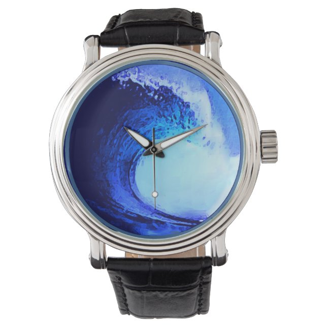 blue surfing wave tube watch (Front)