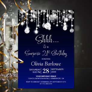 Blue Surprise 21st Birthday Party Invitation
