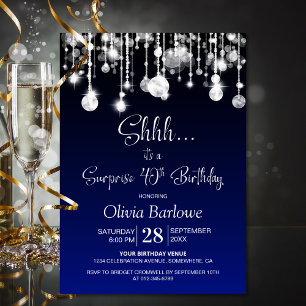 Blue Surprise 40th Birthday Party Invitation