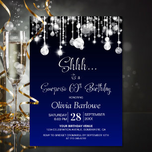Blue Surprise 60th Birthday Party Invitation