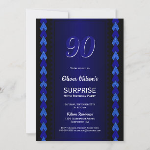 Blue Surprise 90th Birthday Party Invitation