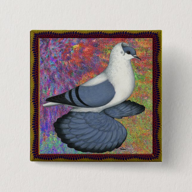 Blue Swallow Pigeon Framed 15 Cm Square Badge (Front)