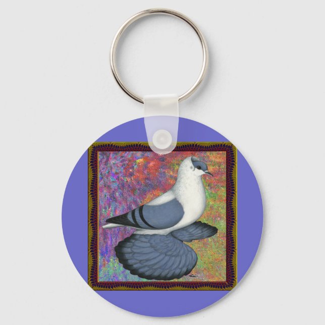 Blue Swallow Pigeon Framed Key Ring (Front)