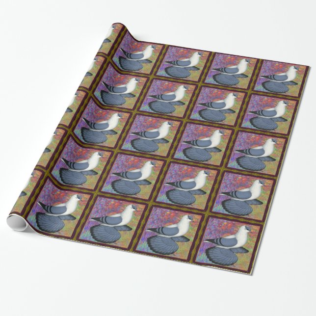 Blue Swallow Pigeon Framed Wrapping Paper (Unrolled)