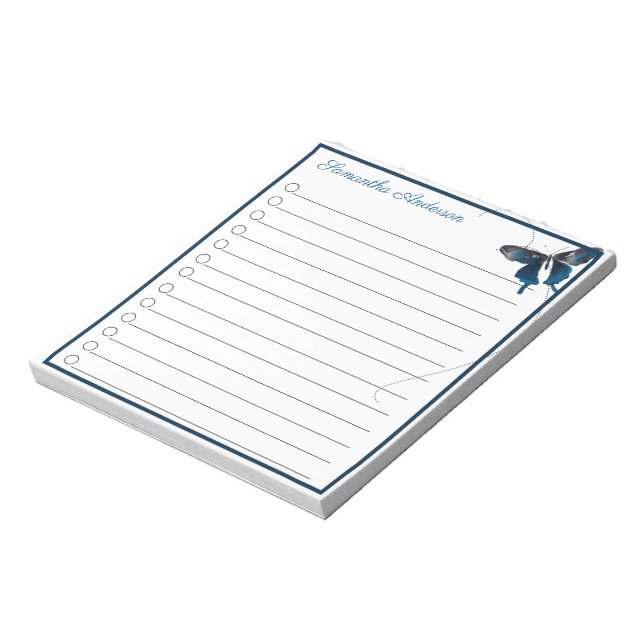 Blue Swallowtail Butterfly Trail Personalised Name Notepad (Rotated)