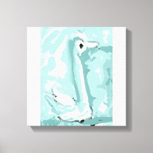 Blue Swan Stretched Canvas Print