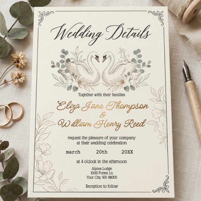 Blue Swan Wedding Invitation (Creator Uploaded)