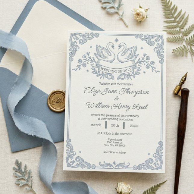 Blue Swan Wedding Invitation (Creator Uploaded)