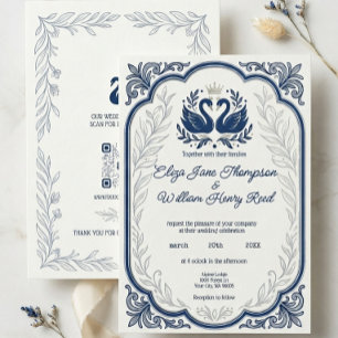 Blue Swan Wedding Invitation