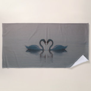Blue Swans Must Be Love Beach Towel