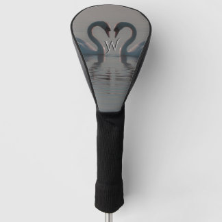 Blue Swans Must Be Love Monogram Golf Head Cover