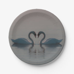 Blue Swans Must Be Love Paper Plate