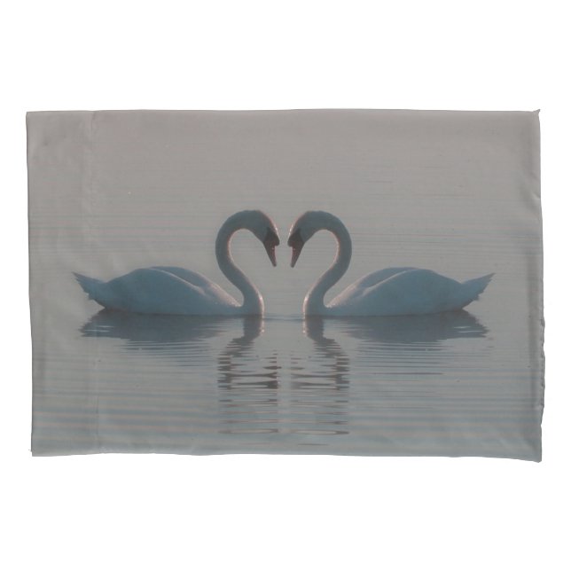 Blue Swans Must Be Love Pillowcase (Front)