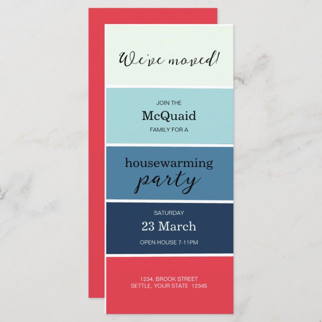 Blue Swatch House Warming Party Invite (Front/Back)
