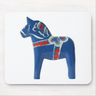 Blue Swedish Dala Horse Mouse Pad