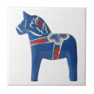 Blue Swedish Dala Horse Tile
