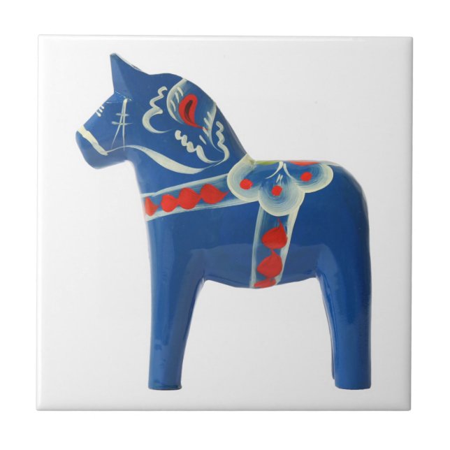 Blue Swedish Dala Horse Tile (Front)