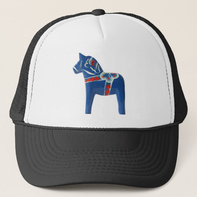 Blue Swedish Dala Horse Trucker Hat (Front)