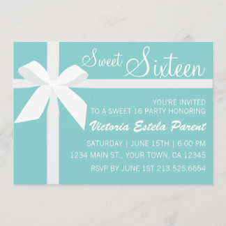 Blue Sweet 16 Invitation