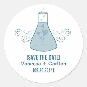 Blue Sweet Chemistry Save the Date Stickers
