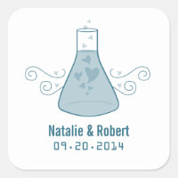 Blue Sweet Chemistry Wedding Stickers