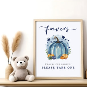 Blue Sweet Pumpkin Baby  Boy Shower Favours Here Poster