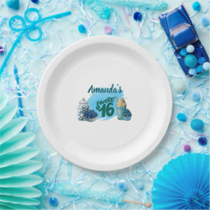 Blue Sweet Sixteen Paper Plates