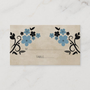 Blue Sweet Vintage Floral Place Card