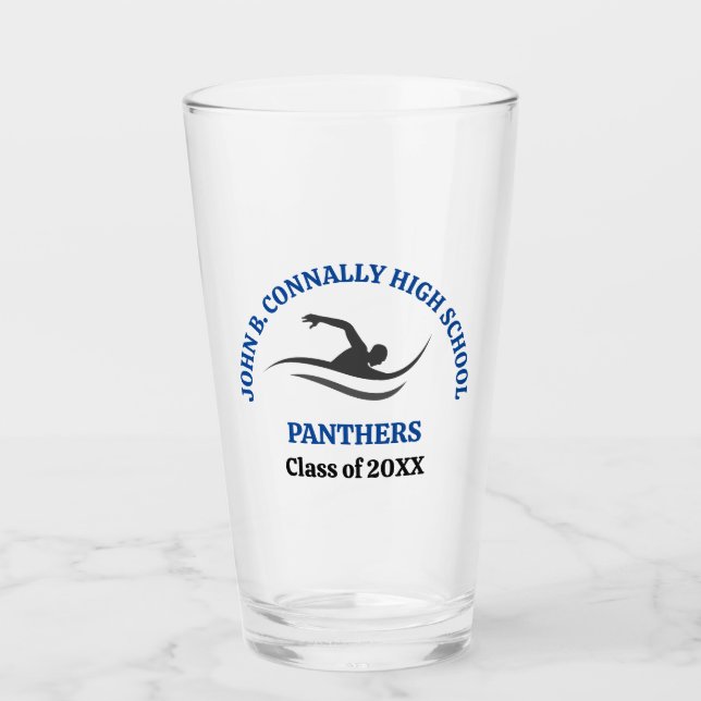 Blue Swim Team Personalised Swimmer Glass (Front)