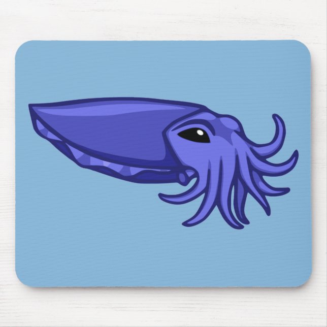 Blue Swimming Cuttlefish Mouse Pad (Front)