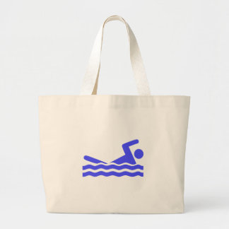Blue Swimming Icon Large Tote Bag