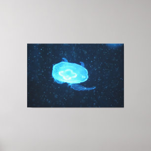 Blue Swimming Jellyfish Canvas Print