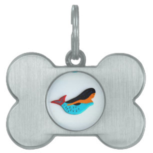 blue swimming mermaid pet tag