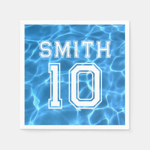 Blue Swimming Pool Sports Theme Birthday Napkin