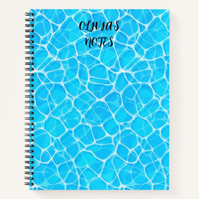 Blue Swimming Pool Water Pattern Custom Journal (Front)