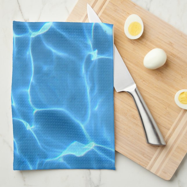 Blue Swimming Pool Water Pattern Tea Towel (Quarter Fold)