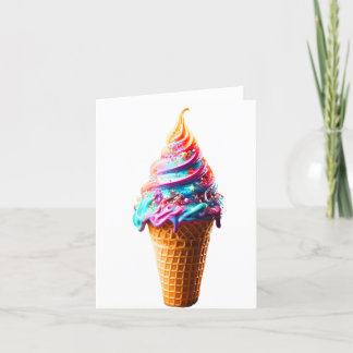 Blue Swirl Ice Cream Cone  Thank You Card