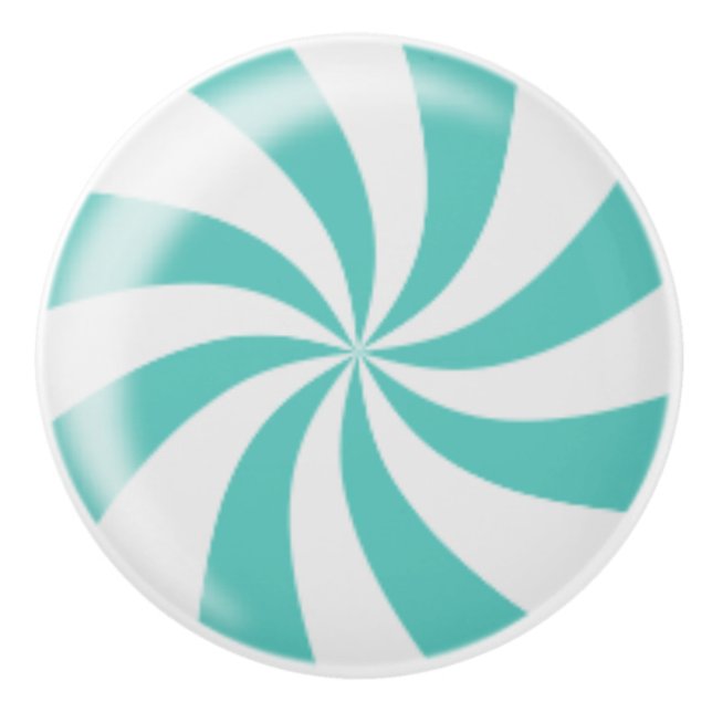 Blue Swirl Peppermint Candy Cabinet Drawer Knob (Front)