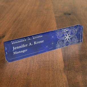 Blue Swirl Star Professional Nameplate