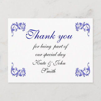 Blue swirl -Thank you note Postcard