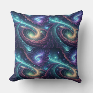 Blue Swirling Cosmic Galaxy Abstract Space Pattern Cushion