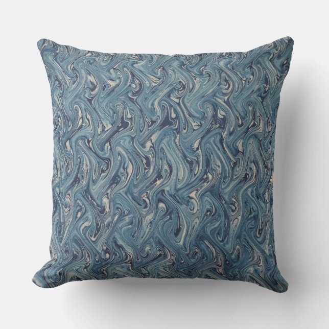 Blue Swirling Wave Design Cushion (Front)